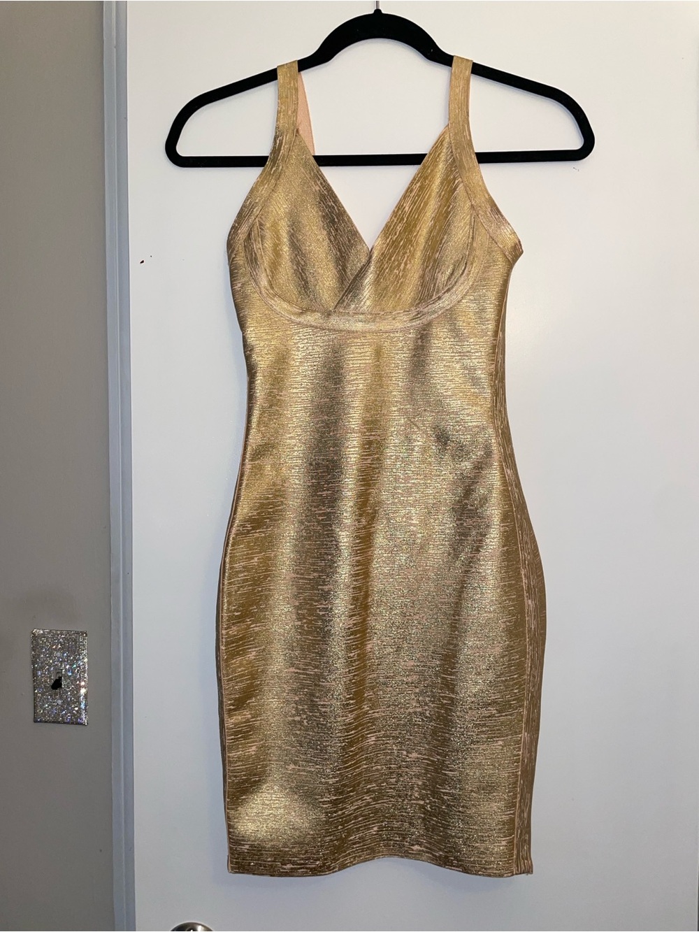 Bella Barnett Gold Metallic Bodycon Dress